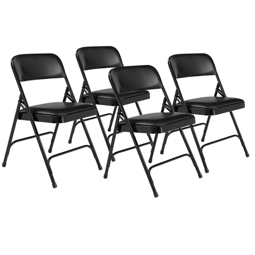 Premium Vinyl Double Hinge Folding Chair (4 Pack) - NPS 1200 **Caviar Black Vinyl/Black Frame** Premium Vinyl Double Hinge Folding Chair (4 Pack) - NPS 1200 **Caviar Black Vinyl/Black Frame**