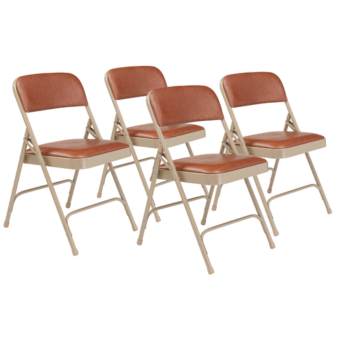 Premium Vinyl Double Hinge Folding Chair (4 Pack) - NPS 1200 **Honey Brown Vinyl/Beige Frame** Premium Vinyl Double Hinge Folding Chair (4 Pack) - NPS 1200 **Honey Brown Vinyl/Beige Frame**