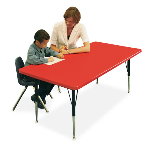 Lifestyle of Rectangular Heavy Duty Plastic Top Activity Table with Adjustable Height - Correll
**Props Not Included**