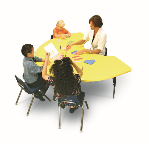 Lifestyle of Kidney Heavy Duty Plastic Top Activity Table with Adjustable Height - Correll AR4872-KID
**Props Not Included**
