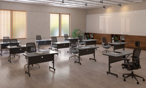 Room Environmental of Deluxe High Pressure Rectangle Flip Top Nesting Table with Adjustable Height - Correll 
**Props Not Included**