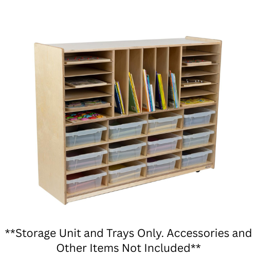 Multi-Storage with 12 Translucent Letter Trays - Wood Designs WD44001