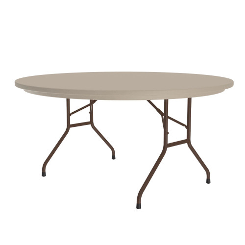 Fixed Height Heavy Duty Blow-Molded Plastic Round Folding Table - Correll R60 Fixed Height Heavy Duty Blow-Molded Plastic Round Folding Table - Correll R60