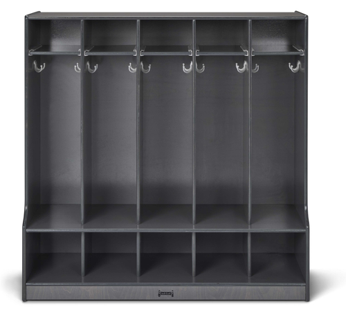 Jonti-Craft 5 Section Coat Locker with Step - Gray