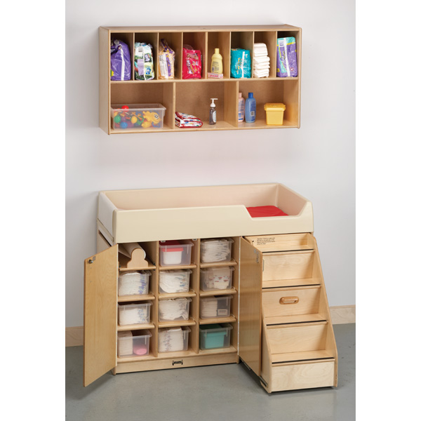 Wood Changing Table with Stairs & Diaper Organizer - Play with a Purpose