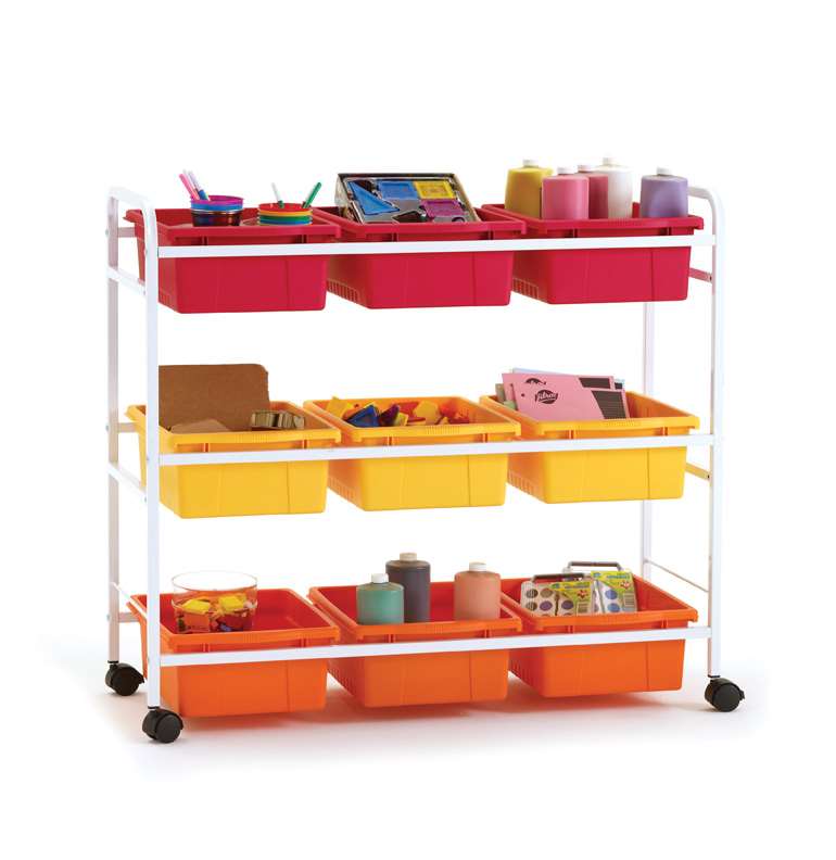 Copernicus BB005-9 Leveled Reading Book Browser Cart with 6 Large Divided and 3 Open Tubs