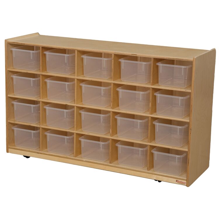 Whitney Brothers 20 Paper-Tray Mobile Classroom Storage with Clear Trays