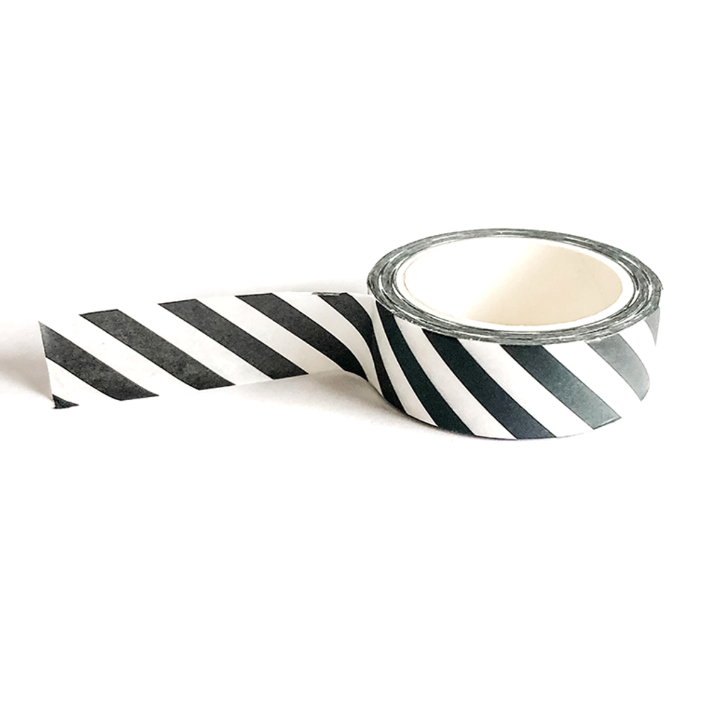 Black & White Diagonal Stripe Washi