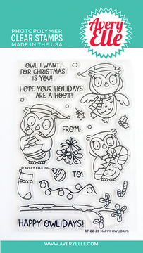 Avery Elle Happy Owlidays Clear Stamps