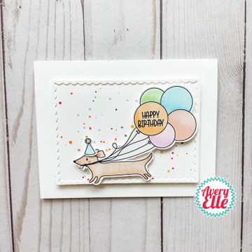 Avery Elle Scalloped Burst Dies, Balloon Greetings Stamps & Dies example