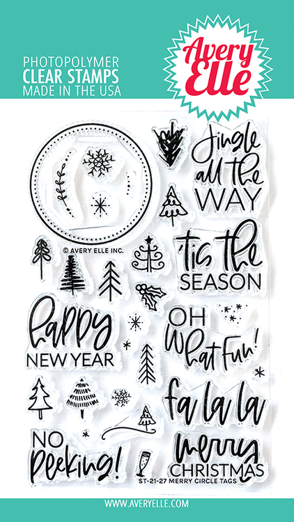Avery Elle Merry Circle Tags Clear Stamps