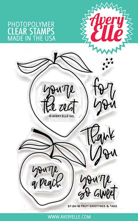 Avery Elle Fruit Greetings & Tags Clear Stamps