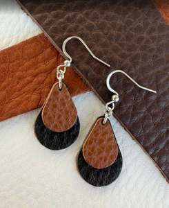 Teardrop Earrings in Woodland Brown with Maple & Honey