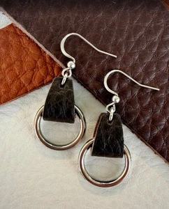 Stirrup Hoop Earrings in Woodland Brown