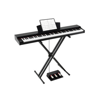 88-Key Keyboard Piano Set with Adjustable Stand-Black - Color: Black D681-MU10125US-DK