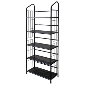 5-Tier Bookcase Storage Shelves Rack in Black Metal Q280-OI5TMB6822