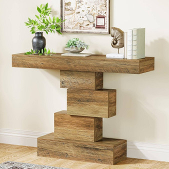 Modern Farmhouse 42-inch Entryway Accent Sofa Table in Light Brown Wood Finish Q280-LBFTWSGBA8957124