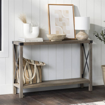 Industrial Farmhouse Entryway Table / Console Table in Taupe Grey Wood Finish Q280-LETSG136912584