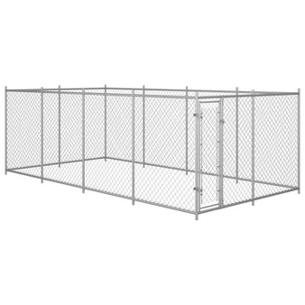  Dog Kennel Silver Galvanized Steel Large Dog Kennel Rectangular A949-144938