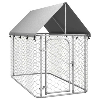  Dog Kennel Silver Galvanized steel, Polyethylene A949-171496