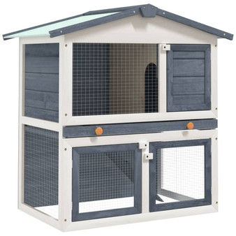 Rabbit Hutch Grey and white Solid pine wood, powder-coated iron mesh A949-170837