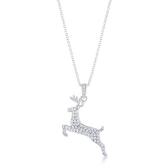 .35 ct CZ Rhodium Reindeer Pave Holiday Pendant R599-P11466R-C01