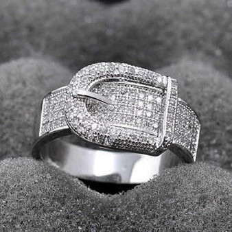 Size: 6 - Illusion - Belt Style Ring Crafted In Hand Set CZ Stones On Sterling Silver K290-1250879516