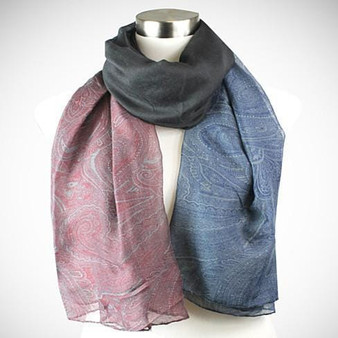 Color: Burgundy/Navy/Pewter - Pretty In Persia Paisley Viscose Scarf K290-1259518648