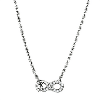 3W418 - Rhodium Brass Necklace with AAA Grade CZ  in Clear A874-3W418