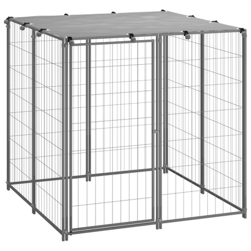  Dog Kennel Silver 43.3"x43.3"x43.3" Steel A949-150785