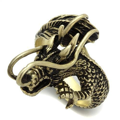 IP Antique Copper Stainless Steel Ring with Epoxy  in Jet
