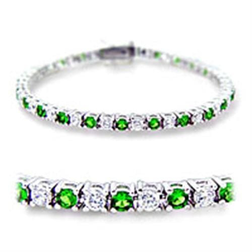 Rhodium Brass Bracelet with Synthetic Spinel in Emerald