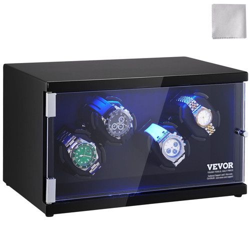Watch Winder, Watch Winder for 4 Men's and Women's Automatic Watches, with 2 Super Quiet Japanese M