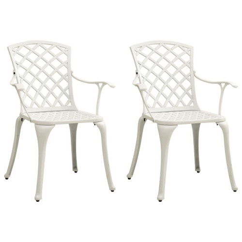 Patio Chairs 2 pcs Cast Aluminum White