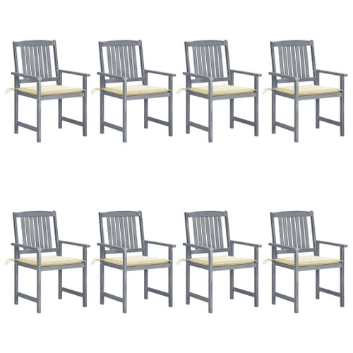 Patio Chairs with Cushions 8 pcs Solid Acacia Wood Gray