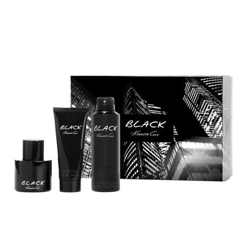 KENNETH COLE BLACK 3 PCS SET FOR MEN: 3.4 EAU DE TOILETTE SPRAY + 3.4 AFTER SHAVE BALM + 6 OZ ALL O