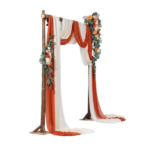 Artificial Wedding Arch Flowers Kit, Orange Wedding Arch Flowers with Drapes Kit (Pack of 5) - 2 Pc
