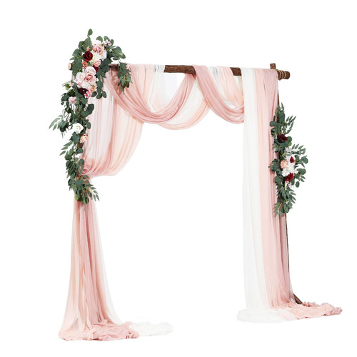 Artificial Wedding Arch Flowers Kit, Pink Wedding Arch Flowers with Drapes Kit (Pack of 5) - 2 Pcs 