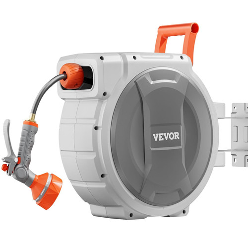 Retractable Garden Hose Reel, 5/8 Inch x 100 ft Wall Mounted Hose Reel, Heavy Duty Garden Hose Reel