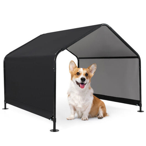 Dog Shade Shelter with Waterproof Roof for Large Medium Small Breeds-Black - Color: Black