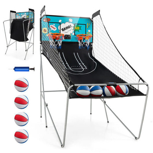Dual Shot Basketball Arcade Game with 8 Game Modes and 4 Balls-Green - Color: Green
