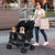 Foldable Double Pet Stroller with Adjustable Sunshade and Storage Basket-Black - Color: Black