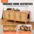 Cat Litter Box Enclosure for 2 Cats, Litter Box Furniture Hidden with Rattan Decorated Doors, Woode