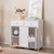 Hidden Cat Washroom Side Cabinet Wooden Pet House with 2 Drawers-White