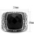High polished (no plating) Stainless Steel Ring with Synthetic Onyx in Jet