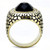 IP Gold(Ion Plating) Stainless Steel Ring with Synthetic Synthetic Glass in Jet