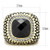 IP Gold(Ion Plating) Stainless Steel Ring with Synthetic Synthetic Glass in Jet