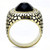 IP Gold(Ion Plating) Stainless Steel Ring with Synthetic Synthetic Glass in Jet