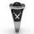High polished (no plating) Stainless Steel Ring with Synthetic Synthetic Glass in Jet