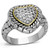 Reverse Two-Tone Brass Ring with AAA Grade CZ  in Clear